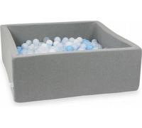 Piscine à balles 110x110x40cm gris - Avec 600 balles / transparent, blanc, bleu bébé, bleu bébé perle