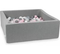 Piscine à balles 110x110x40cm gris - Avec 600 balles / transparent, blanc, gris, rose bébé