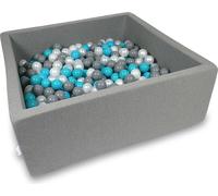 Piscine à balles 110x110x40cm gris - Avec 600 balles / Turquoise, Gris, Nacré