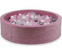 Piscine à balles 110x30cm rose tendre et velouté - Avec 400 balles / rose poudré, argent, blanc, transparent