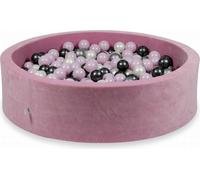 Piscine à balles 110x30cm rose tendre velouté - Avec 400 balles / rose bébé perle, argent, graphite métallique, perle