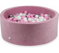 Piscine à balles 110x40cm rose tendre et velouté - Avec 500 balles / rose poudré, argent, blanc, transparent