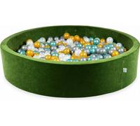 Piscine à balles 130x30 Velours doux Olive - Avec 600 balles / Perle, argent, or, turquoise métallique
