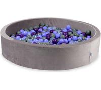 Piscine à balles 130x30 velours violet - Avec 600 balles / transparent, chiné, violet, gris