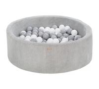 My Velinda Piscine à balles ronde en velours côtelé – 90 cm – 200 balles – Gris