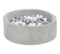 My Velinda Piscine à balles ronde en velours côtelé – 90 cm – 200 balles – Gris