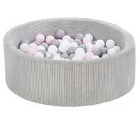 My Velinda – Piscine à balles ronde en velours côtelé 90 cm – 200 balles – gris/rose (pastel)