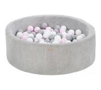 My Velinda – Piscine à balles ronde en velours côtelé 90 cm – 200 balles – gris/rose (pastel)