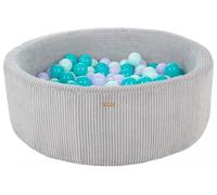 My Velinda Piscine à balles ronde en velours côtelé 90cm 200 balles (gris/violet, turquoise, menthe)