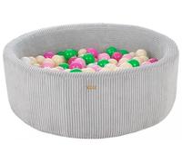 My Velinda Piscine à balles velours côtelé 200 balles, gris/blanc/vert/rose/rose clair/cappuccino