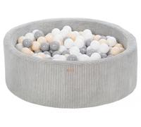 My Velinda Piscine à balles ronde velours côtelé 90 cm 300 balles – Gris/Blanc, Gris, Cappuccino