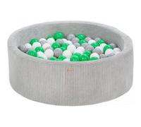My Velinda Piscine à balles ronde velours côtelé 90 cm 300 balles – Gris/Blanc, Gris, Vert