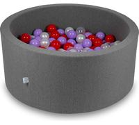 Piscine à balles 90x40cm gris - Avec 300 balles / transparent, nacré, chiné, rouge