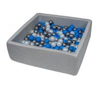 Piscine à balles 90x90 cm perle, bleu, argent - 200 balles