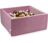 Piscine à balles 90x90x40cm rose tendre et velouté - Avec 400 balles / perle, vieil or, rose bébé