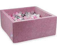 Piscine à balles 90x90x40cm rose tendre et velouté - Avec 400 balles / rose poudré, argent, blanc, transparent