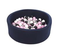 Piscine À Balles Aire De Jeu + 150 Balles Bleu Marine Noir, Blanc, Rose Clair,Gris