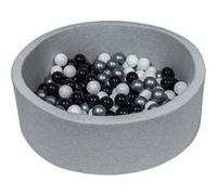 My Velinda Piscine à balles pour enfant Aire de jeu 150 balles (Noir/Blanc/Argent)