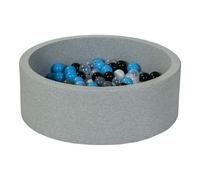 Velinda Piscine à balles pour Enfant, Aire de Jeu + 150 balles (Couleurs des balles: Noir, Blanc, Transparent, Gris, Bleu Clair)