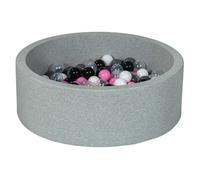 My Velinda Piscine à balles Aire de jeu 150 balles Noir Blanc Transparent Rose clair Gris
