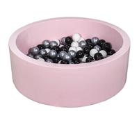Piscine À Balles Aire De Jeu + 150 Balles Rose Noir, Blanc, Argent