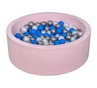 Piscine À Balles Aire De Jeu + 200 Balles Rose Perle, Bleu, Argent