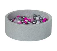 Piscine à balles Aire de jeu + 300 balles perle, transparent, rose, argent
