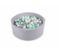 Piscine à Balles - Angelove - Ronde - 90x30cm - 200 Balles - Gris Clair/Menthe/Blanc