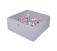 Piscine à Balles Carré Bébé MeowBaby 90x90x40cm/200 Balles Gris Clair, Rose Pastel, Gris, Blanc