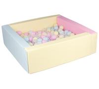 My Velinda – Piscine à balles carrée – 200 balles – bords 3 couleurs multicolores (pastel)