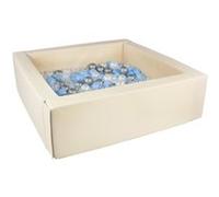Piscine à balles carrée avec 200 balles - cappuccino/perle, transparent, bleu clair, argent Bleu G