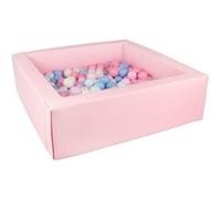 Piscine à balles carrée avec 200 balles - rose clair/blanc, transparent, bleu, rose, rose p, bleu p