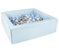 Piscine à balles carrée avec 300 balles - bleu clair/perle, transparent, bleu clair, argent