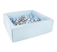 Piscine À Balles Carrée Avec 300 Balles - Bleu Clair/Perle, Transparent, Bleu Clair, Argent