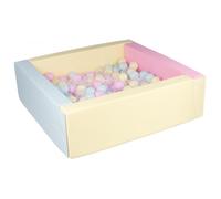 My Velinda – Piscine à balles carrée – 200 balles – bords 3 couleurs multicolores (pastel)