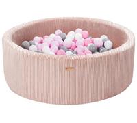 Piscine à balles en velours côtelé - 300 balles, diamètre 90 cm, rose clair
