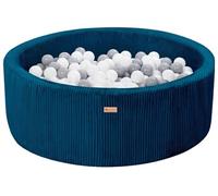 Piscine à balles en velours côtelé avec 300 balles - diamètre 90 cm, bleu marine