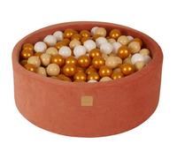 Piscine à Balles - MeowBaby - Marsala Rouge - 90x30cm - Boules Blanc/Beige/Doré - Antiallergique