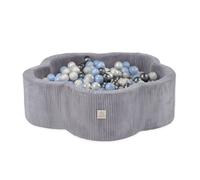 Piscine à Balles pour Bébé Enfants Chambre des Enfants MISIOO Fleur Velours Côtelé Gris 95x30 cm 400 Balles: Bleu/Argent/Blanc