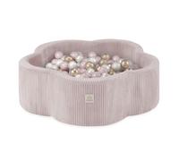 Piscine à Balles pour Bébé Enfants Chambre des Enfants MISIOO Fleur Velours Côtelé Rose 95x30 cm 200 Balles: Rose/Doré/Blanc Perle