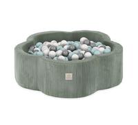 Piscine à Balles pour Bébé Enfants MISIOO Fleur Velours Côtelé Vert 95x30 cm 400 Balles: Menthe/Argent/Blanc Perle