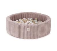 Piscine à Balles pour Bébé Enfants MISIOO Ronde Velours Côtelé Épais Rose 90x30 cm 200 Balles: Rose/Doré/Blanc Perle