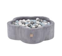 Piscine à Balles pour Bébé Enfants pour la Chambre MISIOO Fleur Velours Côtelé Gris 95x30 cm 200 Balles: Bleu/Argent/Blanc Perle