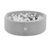 Piscine à Balles pour Bébé Enfants pour la Chambre MISIOO Ronde Coton Gris 90x30 cm 200 Balles: Menthe/Argent/Blanc Perle