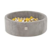 Piscine à Balles pour Bébé Enfants pour la Chambre MISIOO Ronde Velours Côtelé Beige 90x30 cm 200 Balles: Jaune/Doré/Blanc Perle