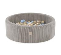 Piscine à Balles pour Bébé Enfants pour la Chambre MISIOO Ronde Velours Côtelé Beige 90x30 cm 200 Balles: Bleu/Doré/Blanc Perle