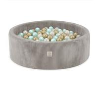 Piscine à Balles pour Bébé Enfants pour la Chambre MISIOO Ronde Velours Côtelé Beige 90x30 cm 300 Balles: Menthe/Doré/Blanc Perle