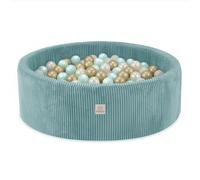 Piscine à Balles pour Bébé Enfants pour la Chambre MISIOO Ronde Velours Côtelé Bleu 90x30 cm 300 Balles: Menthe/Doré/Blanc Perle