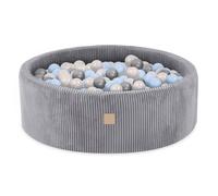 Piscine à Balles pour Bébé Enfants pour la Chambre MISIOO Ronde Velours Côtelé Gris 90x30 cm 200 Balles: Bleu/Argent/Blanc Perle