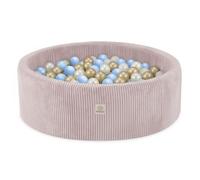 Piscine à Balles pour Bébé Enfants pour la Chambre MISIOO Ronde Velours Côtelé Rose 90x30 cm 300 Balles: Bleu/Doré/Blanc Perle